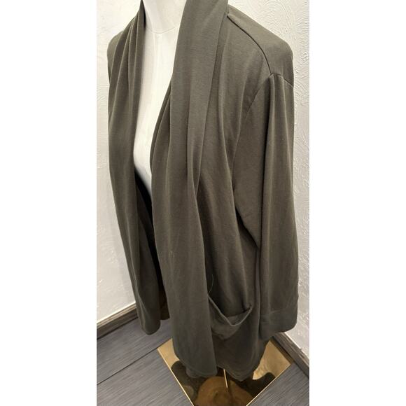 Cuddl Duds Comfortwear Women’s Dark Olive Green Cardigan Size 1X Fleece Pockets - Picture 2 of 5